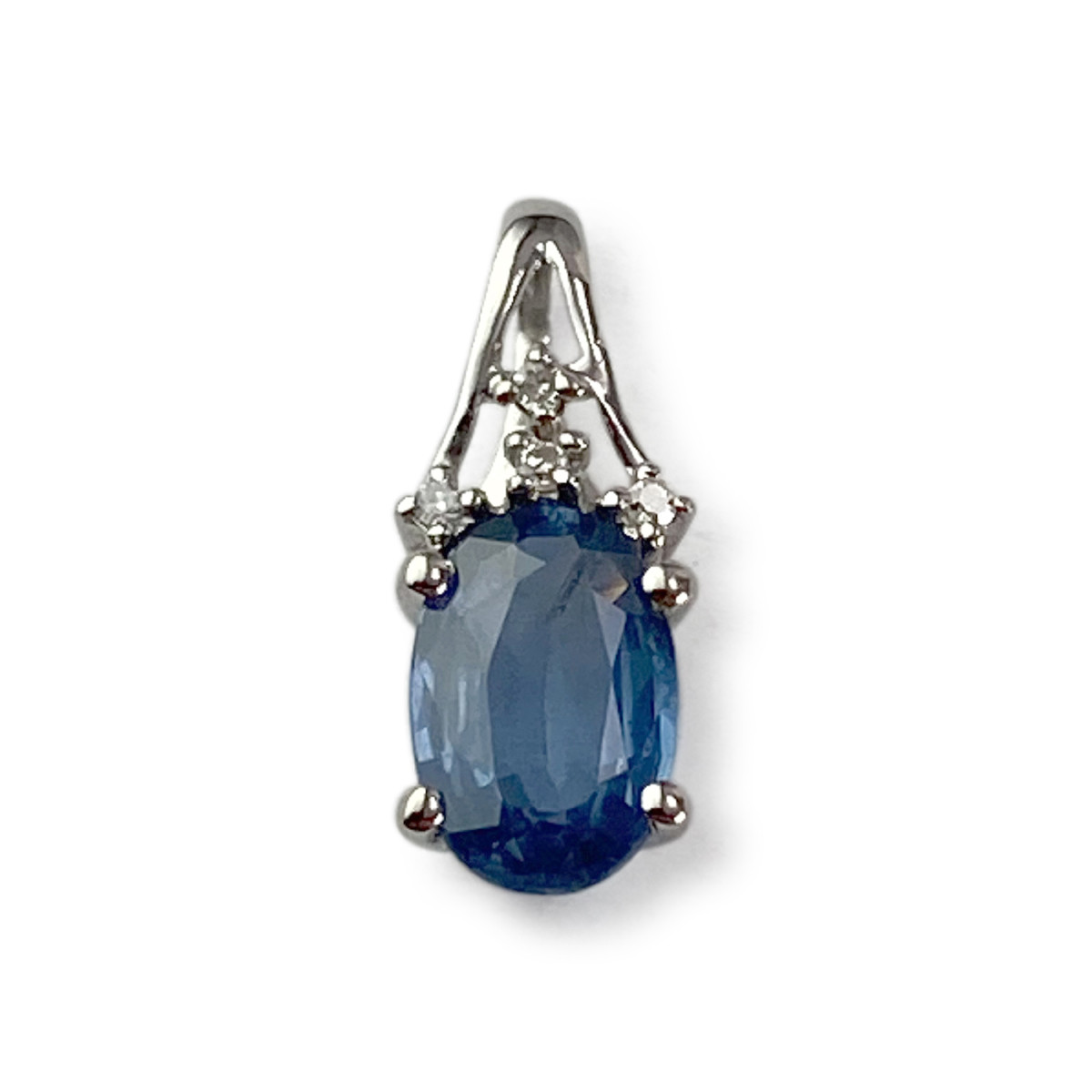 Pendentif d'occaison or 375 blanc saphir diamants