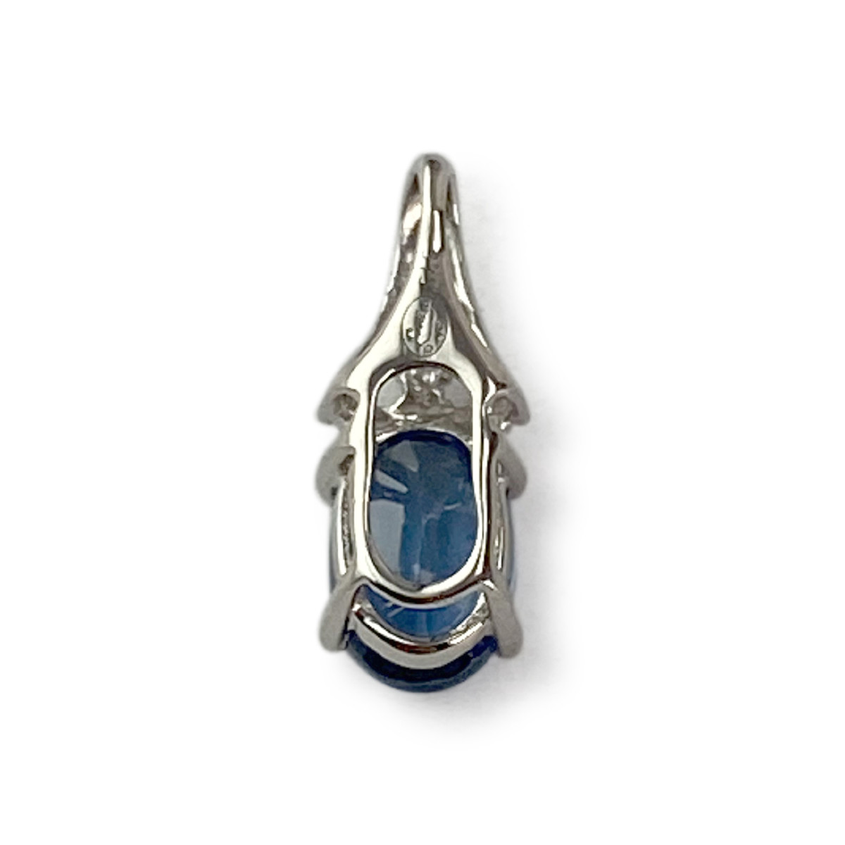 Pendentif d'occaison or 375 blanc saphir diamants - vue 2