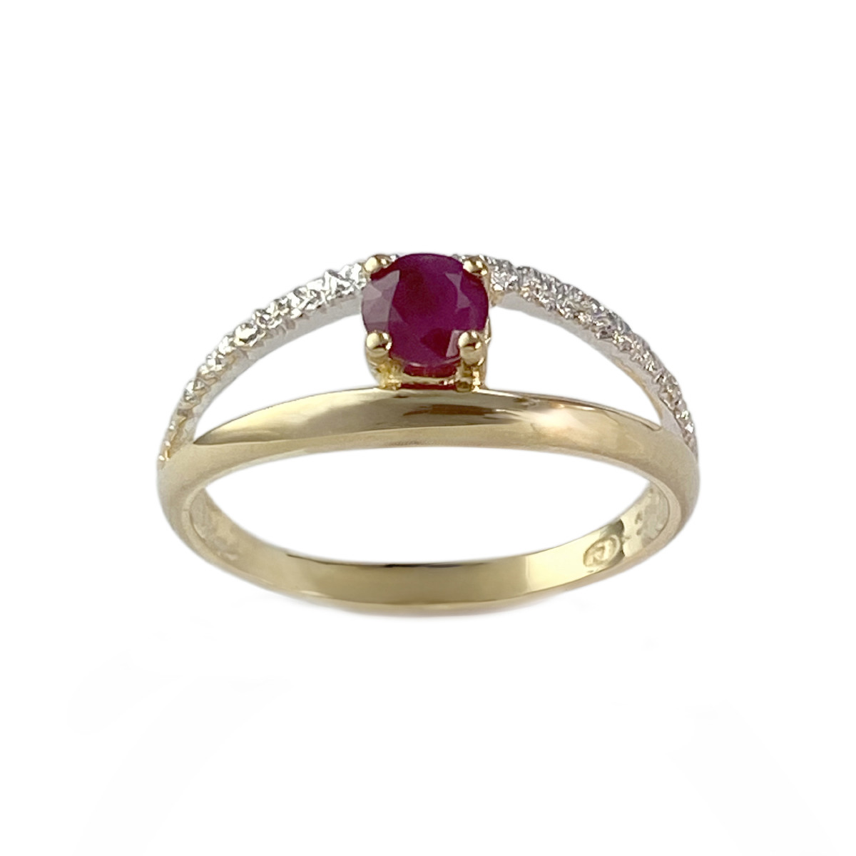 Bague d'occasion or 750 2 tons rubis diamant