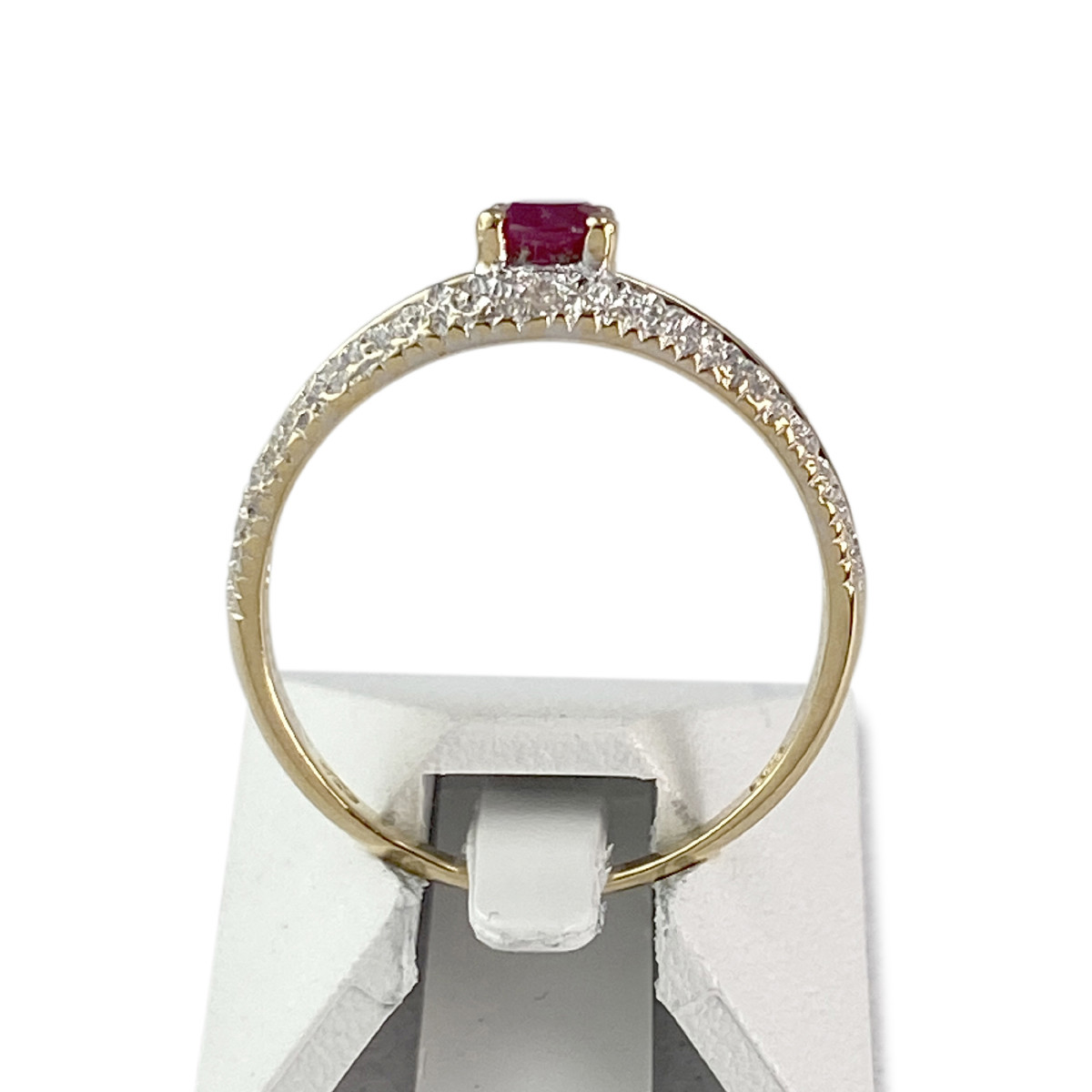 Bague d'occasion or 750 2 tons rubis diamant - vue 3