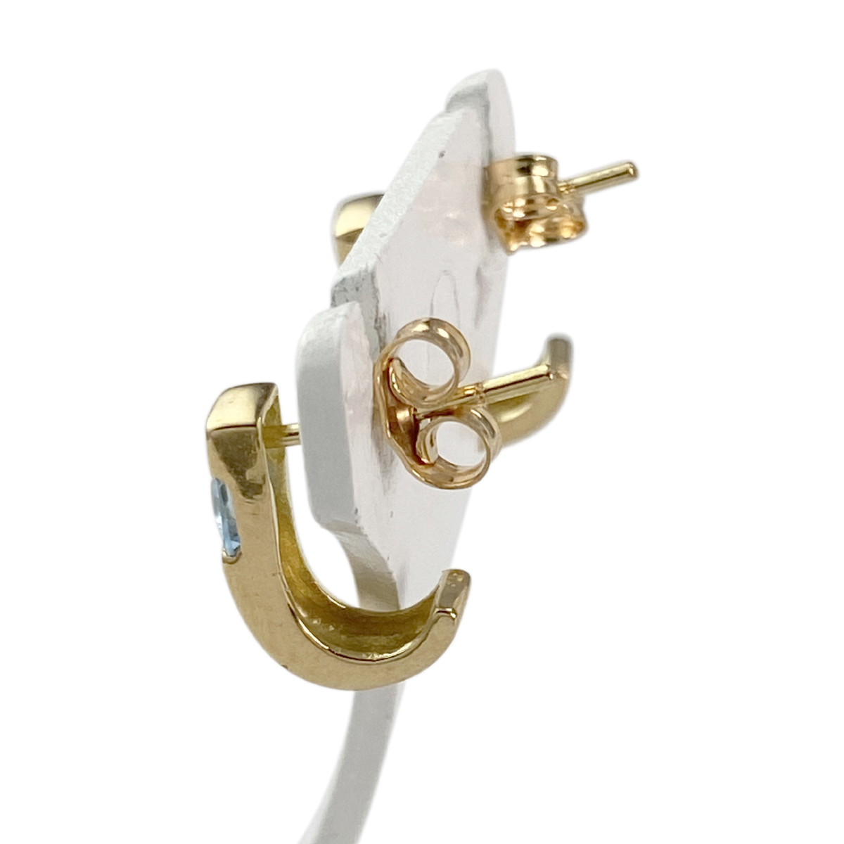 Boucles d'oreilles clous d'occasion or 750 jaune spinelles synthétiques - vue 2
