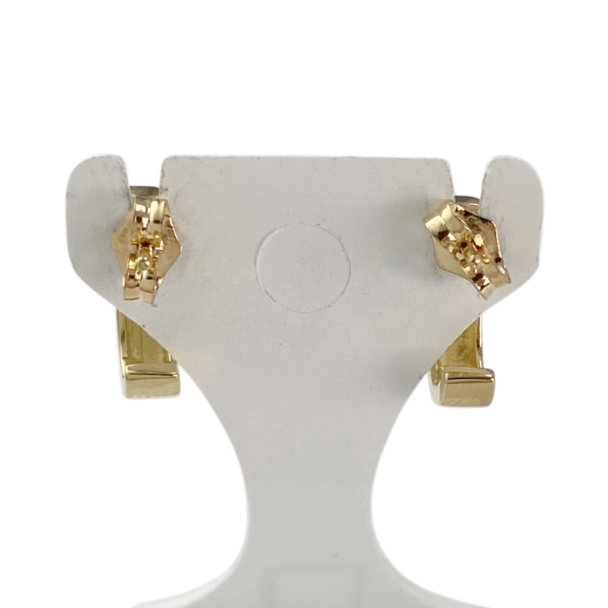 Boucles d'oreilles clous d'occasion or 750 jaune spinelles synthétiques - vue 3