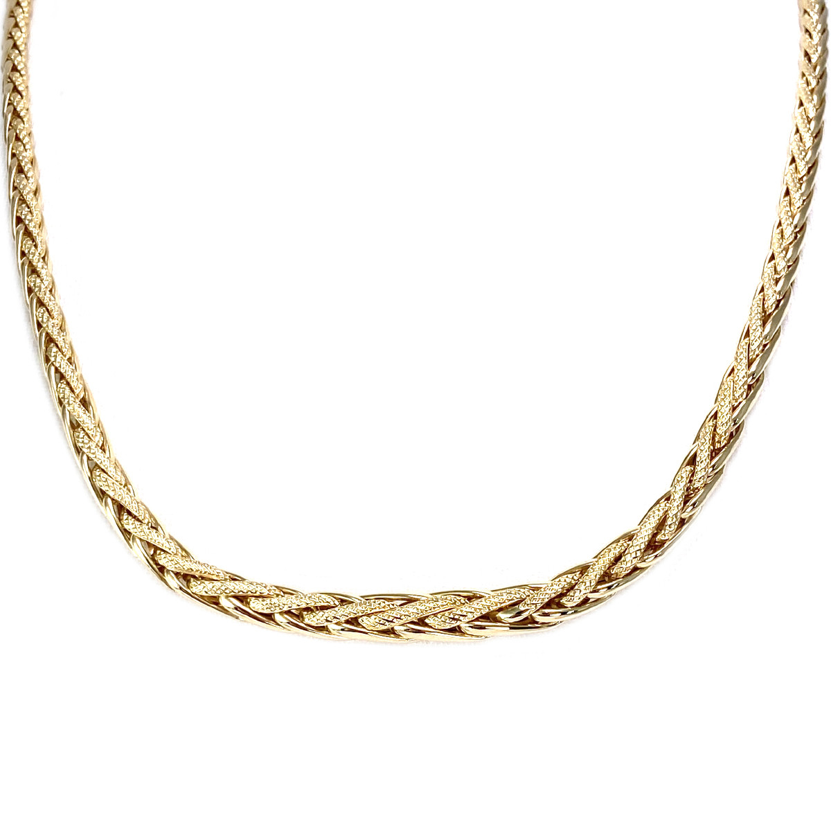 Collier en chute d'occasion or 750 jaune maille palmier 45 cm