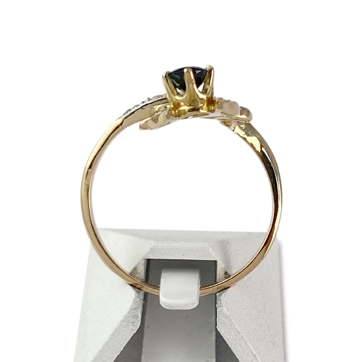 Bague d'occasion or 750 2 tons saphir diamants - vue 3