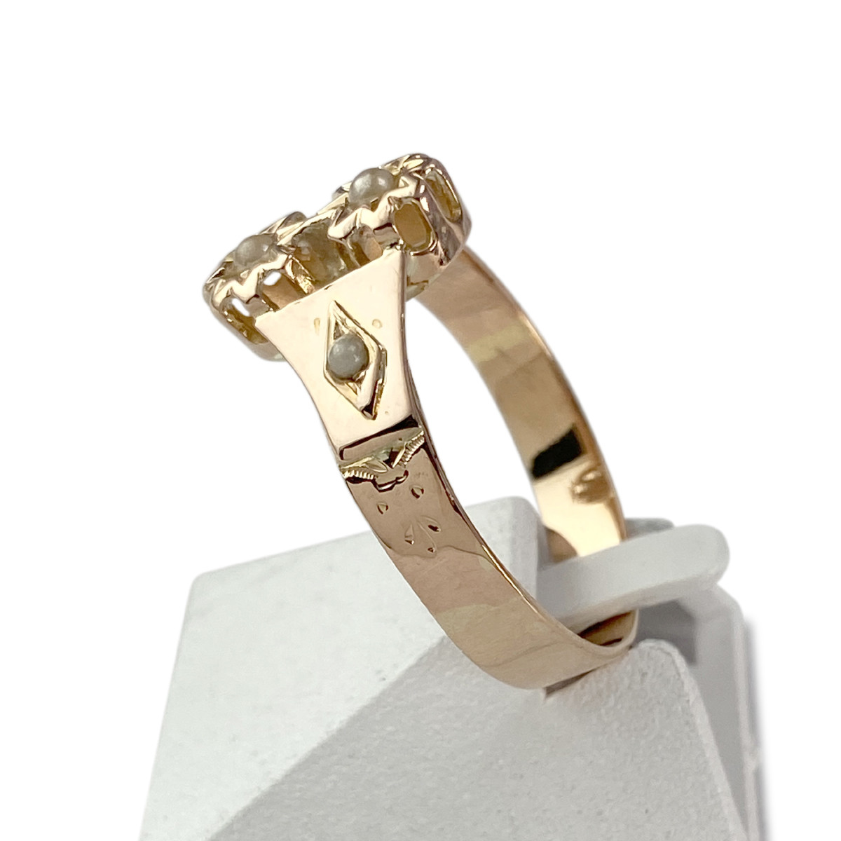 Bague d'occasion or 750 rose demi perles - vue 2