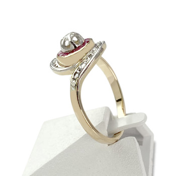 Second hand ring 2 gold 750 synthetic ruby diamonds