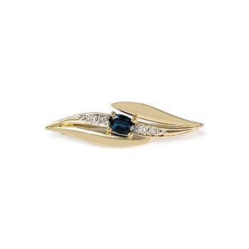 Gold 750 2-tone sapphire diamond brooch