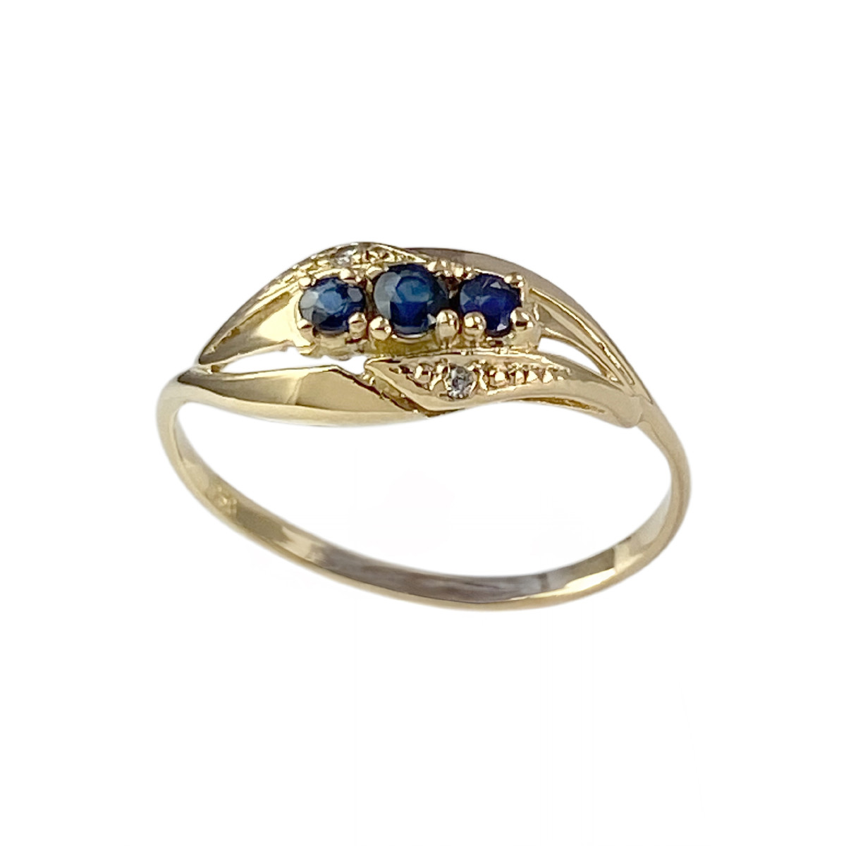 Bague d'occasion or 750 jaune diamants saphirs