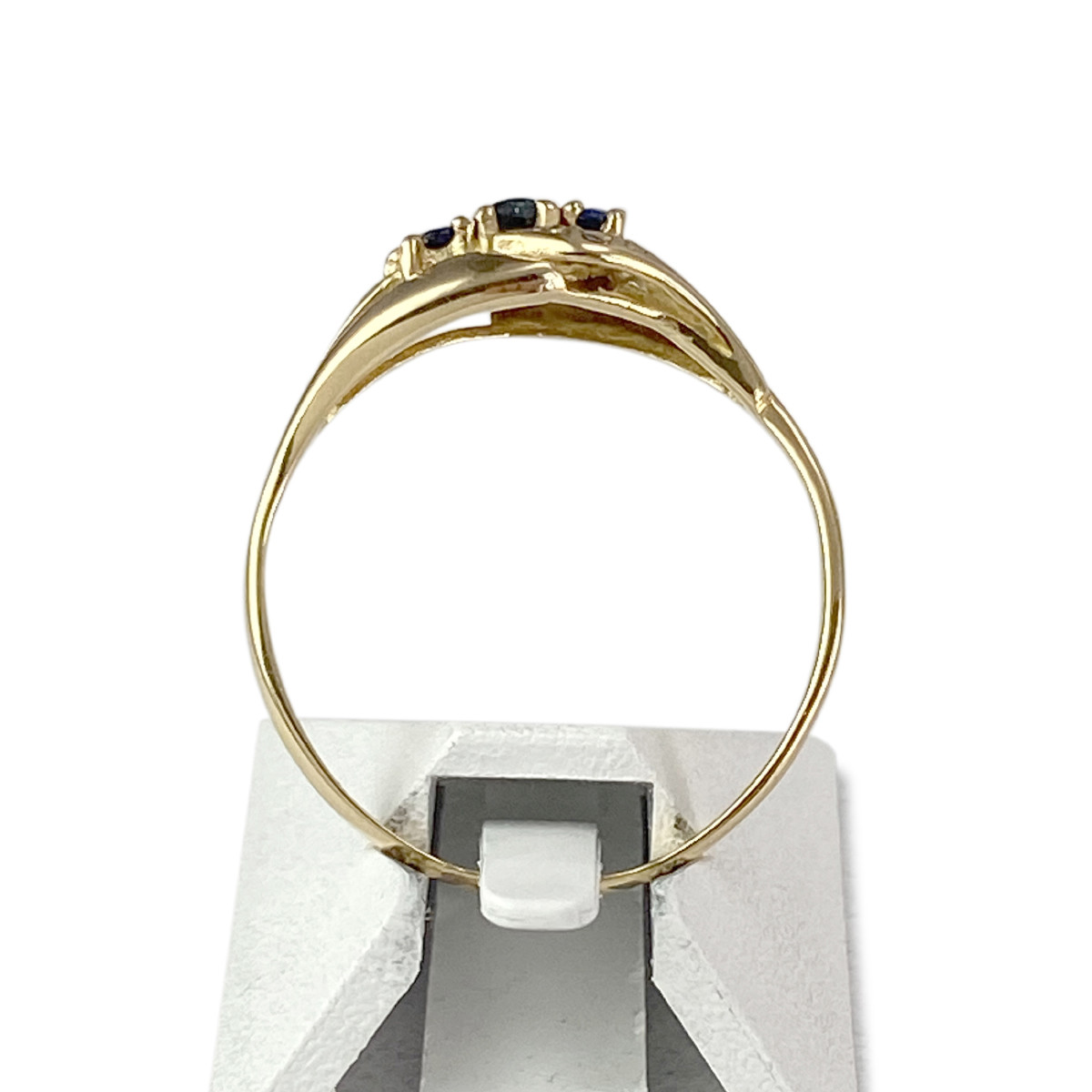 Bague d'occasion or 750 jaune diamants saphirs - vue 3