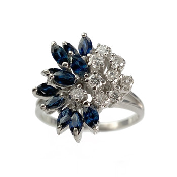 Second-hand gold 750 white diamond sapphire ring