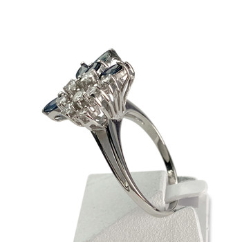 Second-hand gold 750 white diamond sapphire ring