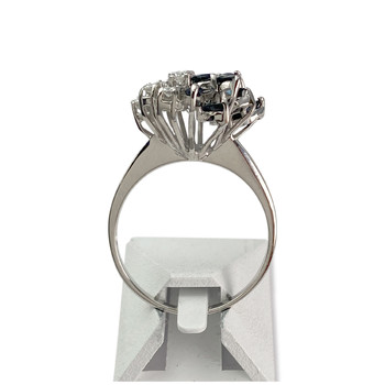 Second-hand gold 750 white diamond sapphire ring