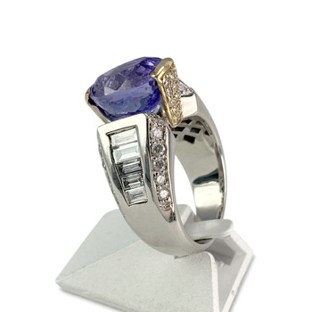 Second hand dhamani ring 2 gold 750 tanzanite diamonds