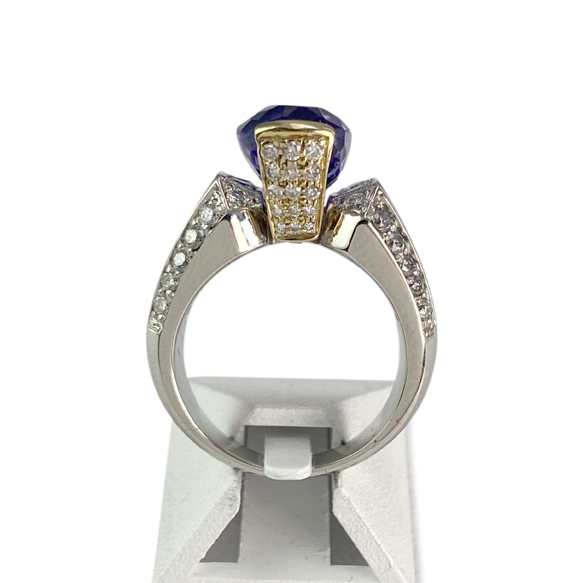 Bague dhamani d'occasion 2 ors 750 tanzanite diamants - vue 3