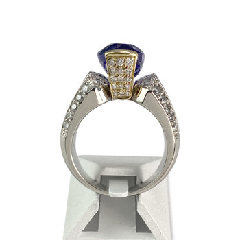 Second hand dhamani ring 2 gold 750 tanzanite diamonds