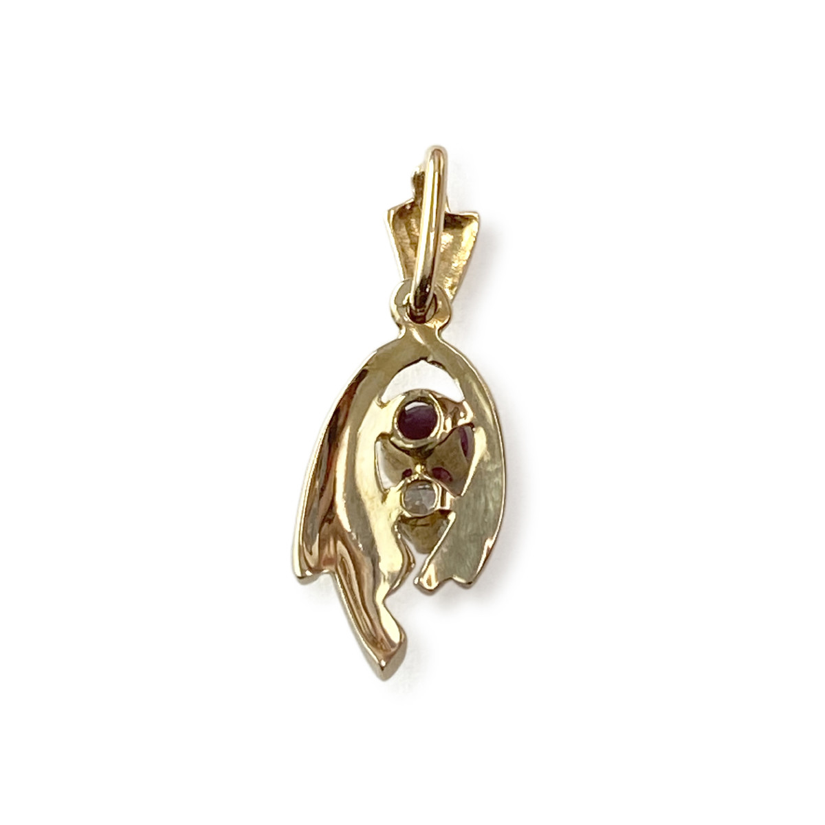 Pendentif d'occasion or 750 jaune rubis zirconia - vue 2