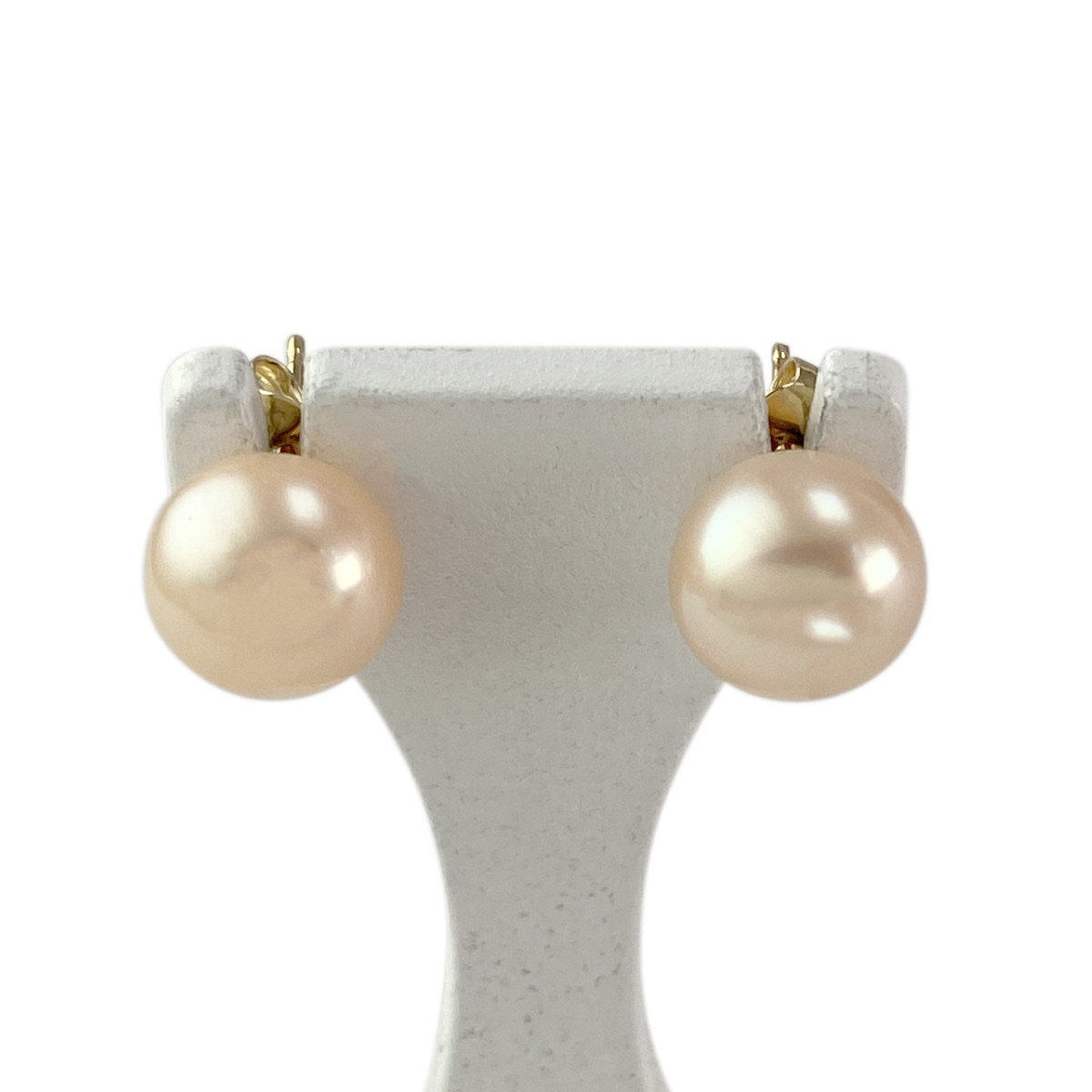 Boucles d'oreilles clous or 375 jaune perles de culture de chine