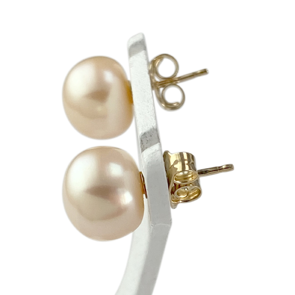 Boucles d'oreilles clous or 375 jaune perles de culture de chine - vue 2