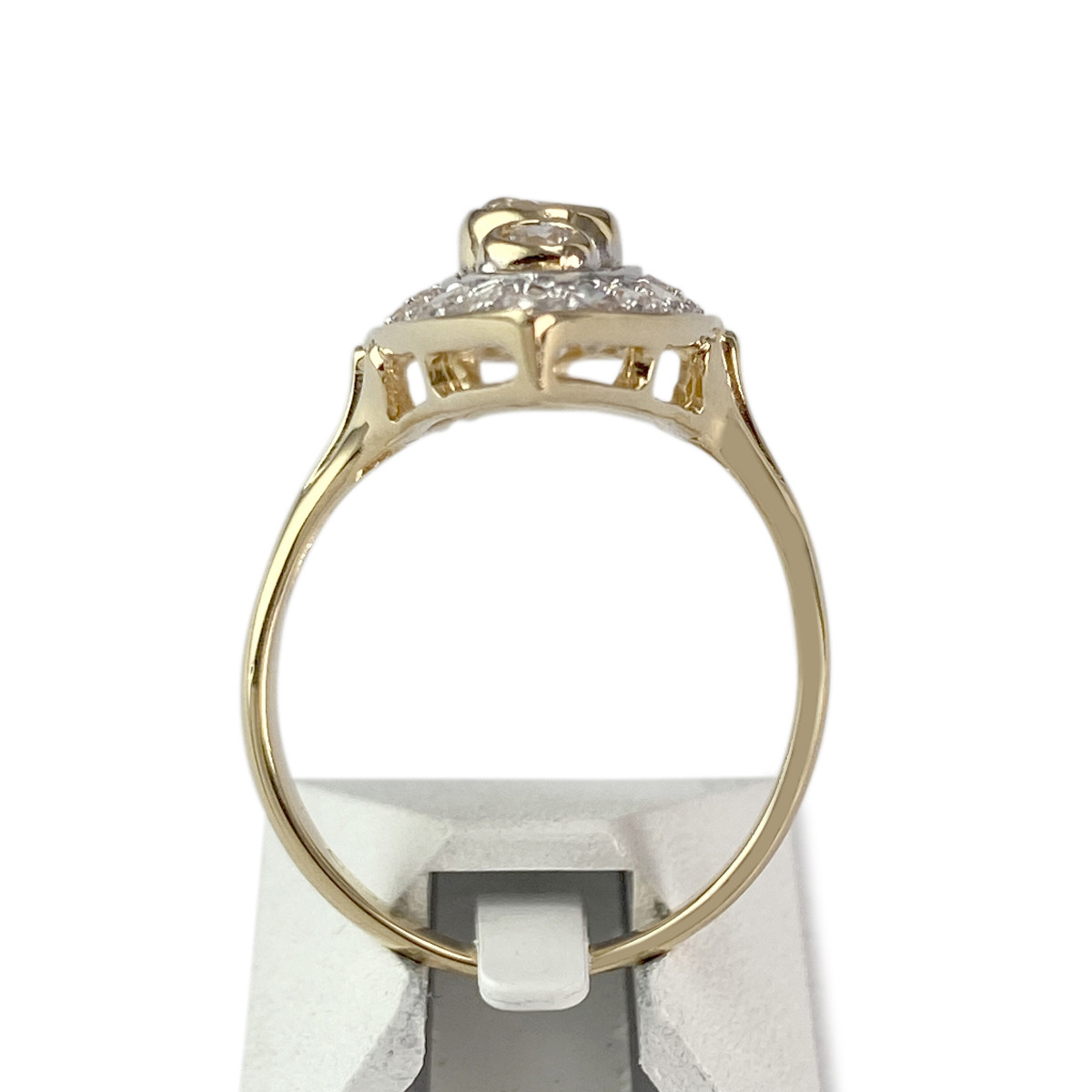 Bague marquise d'occasion or 750 2 tons diamants - vue 3