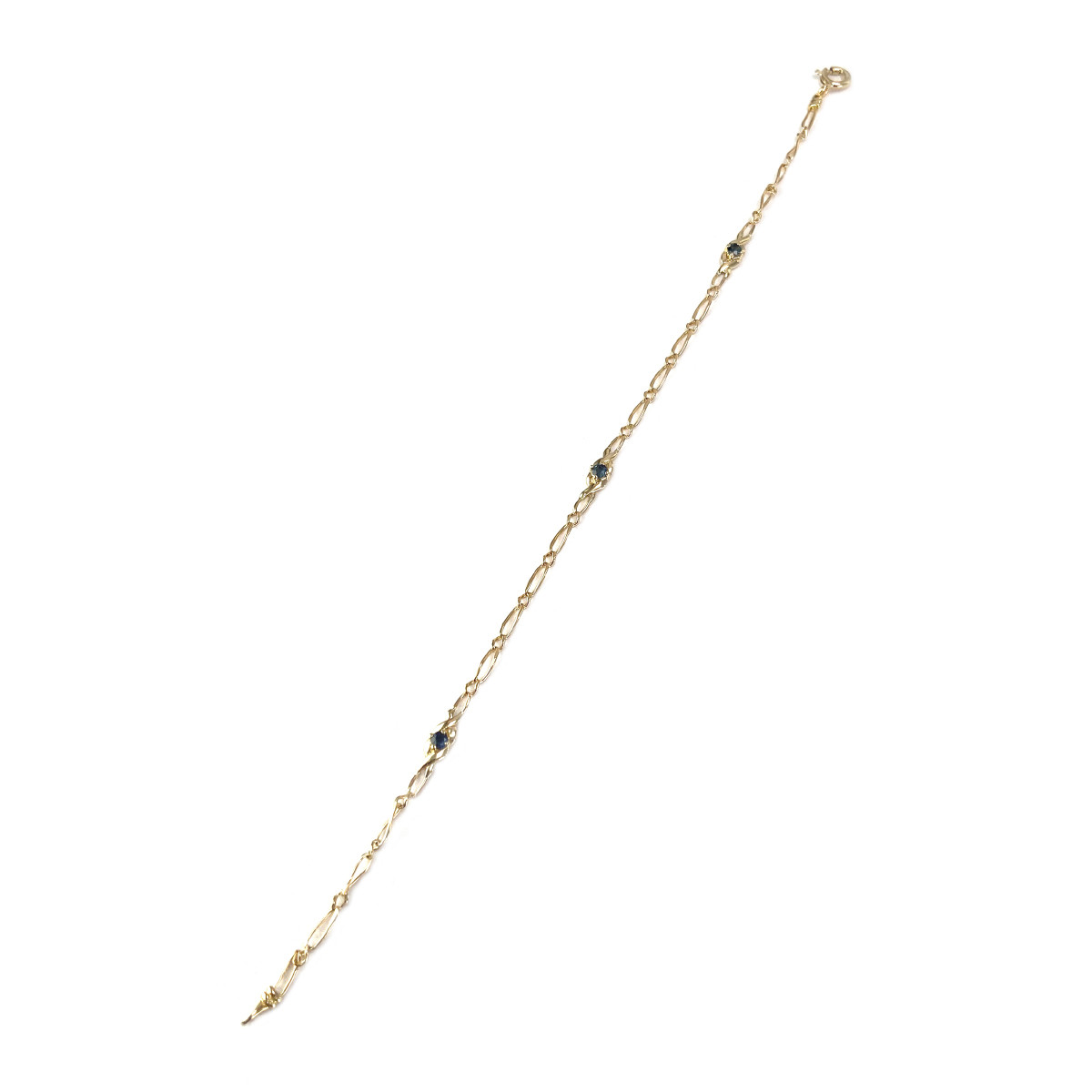 Bracelet d'occasion or 750 jaune maille cheval alternée saphirs 19,5 cm - vue 2