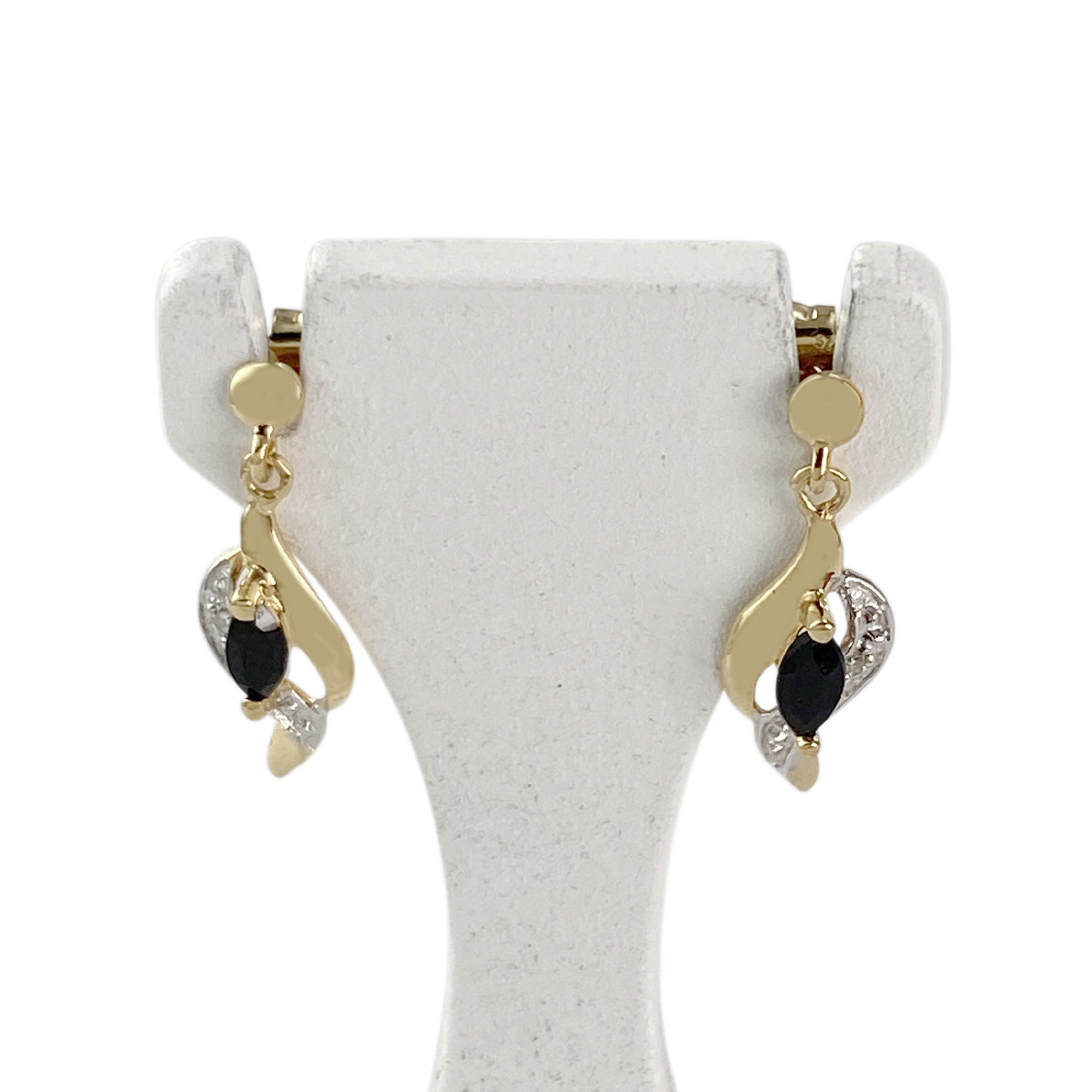 Boucles d'oreilles d'occasion or 750 2 tons saphirs diamants
