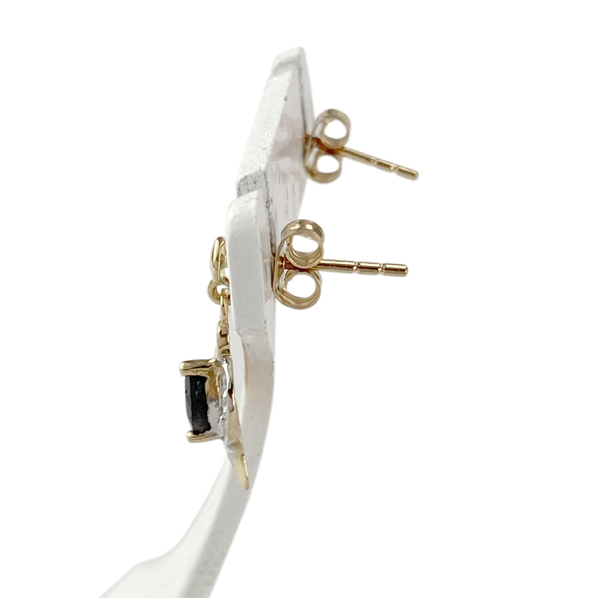 Boucles d'oreilles d'occasion or 750 2 tons saphirs diamants - vue 2