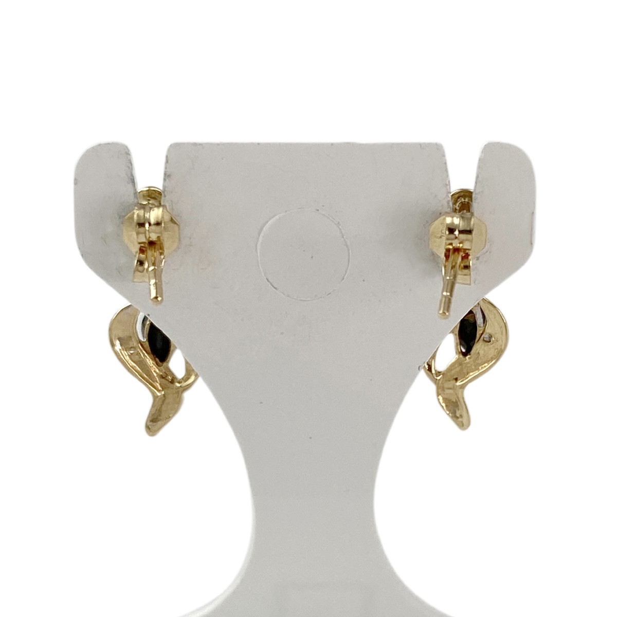 Boucles d'oreilles d'occasion or 750 2 tons saphirs diamants - vue 3
