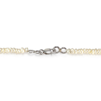 Collier d'occasion or 750 blanc perle de culture perles keshi diamants 45 cm