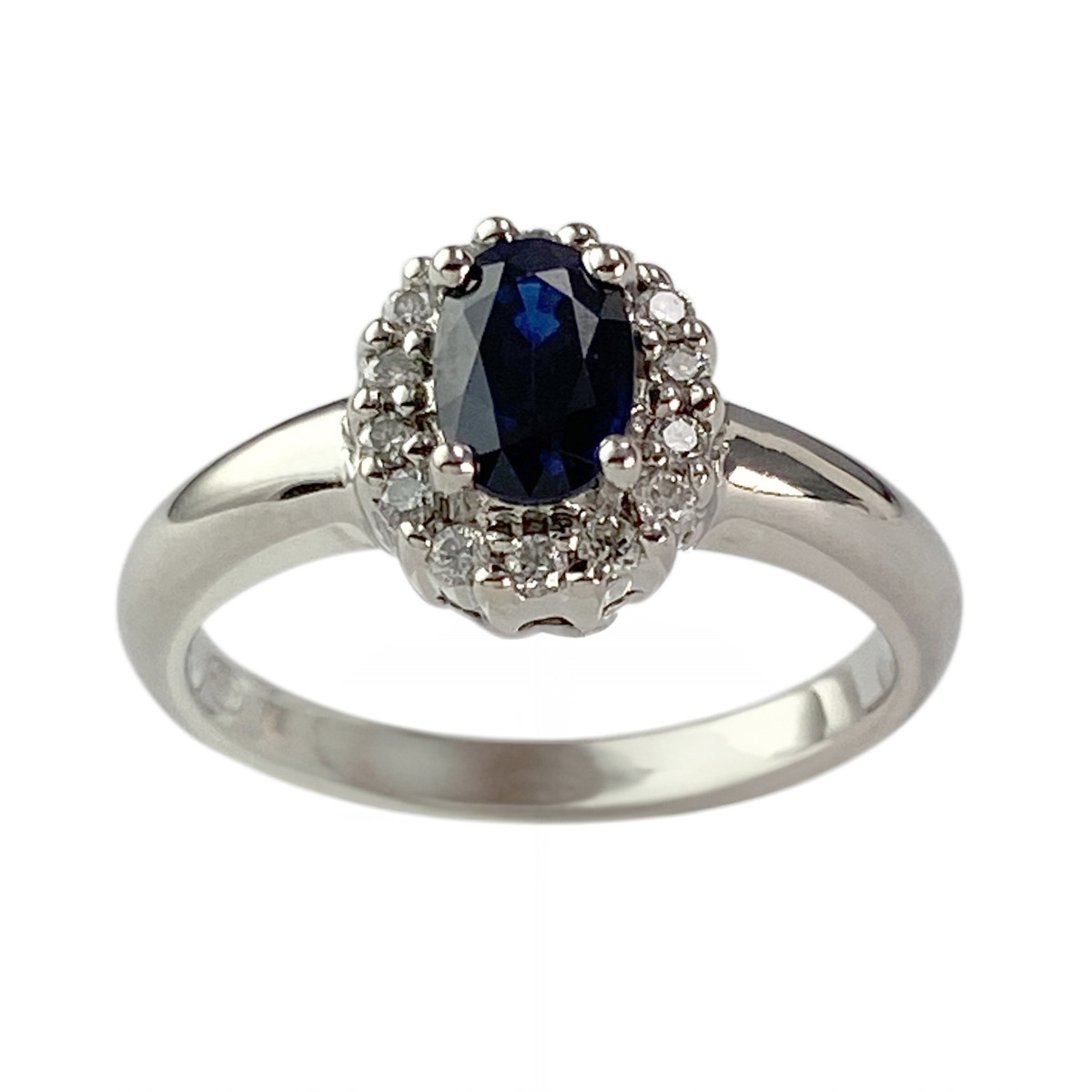 Bague d'occasion or 750 blanc saphir diamants