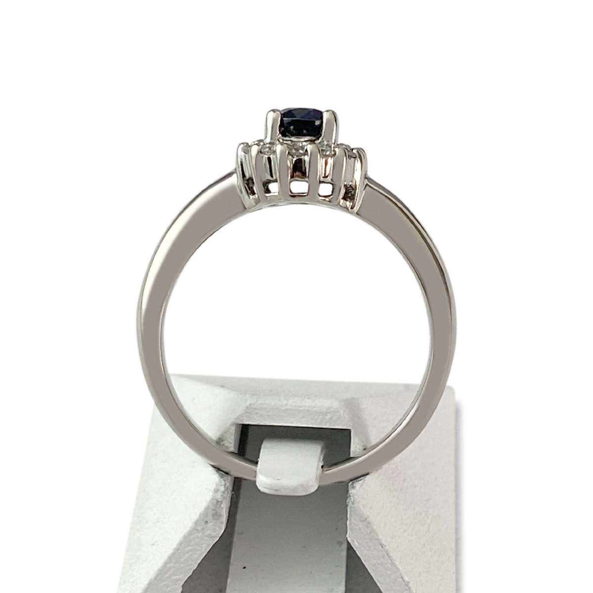 Bague d'occasion or 750 blanc saphir diamants - vue 3