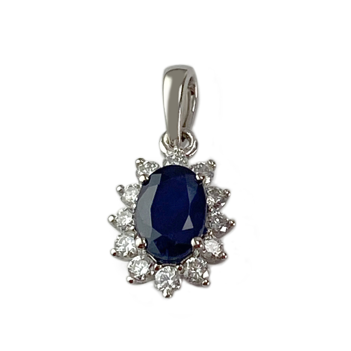 Pendentif d'occasion or 375 blanc saphir diamants