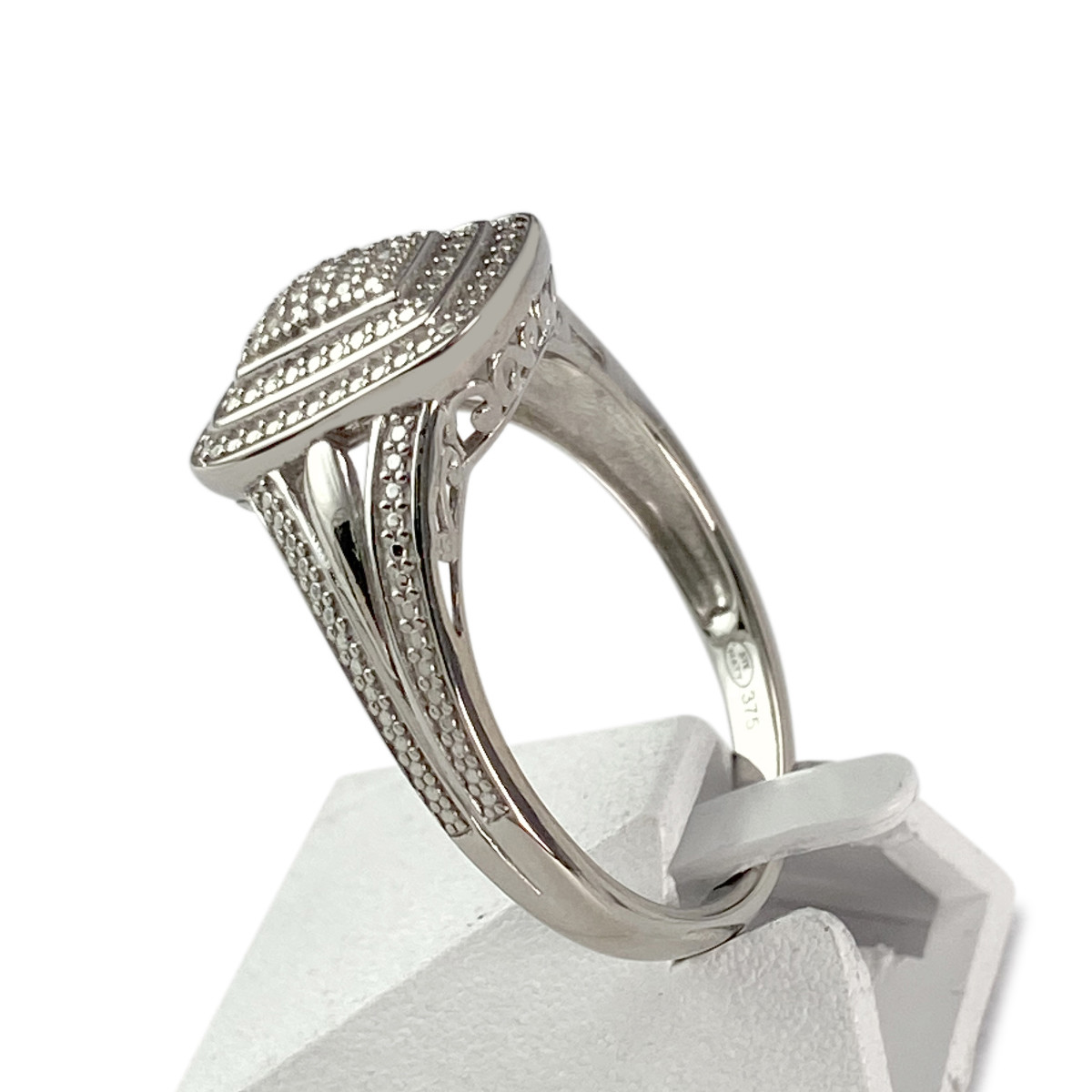 Bague d'occasion or 375 blanc diamants - vue 2