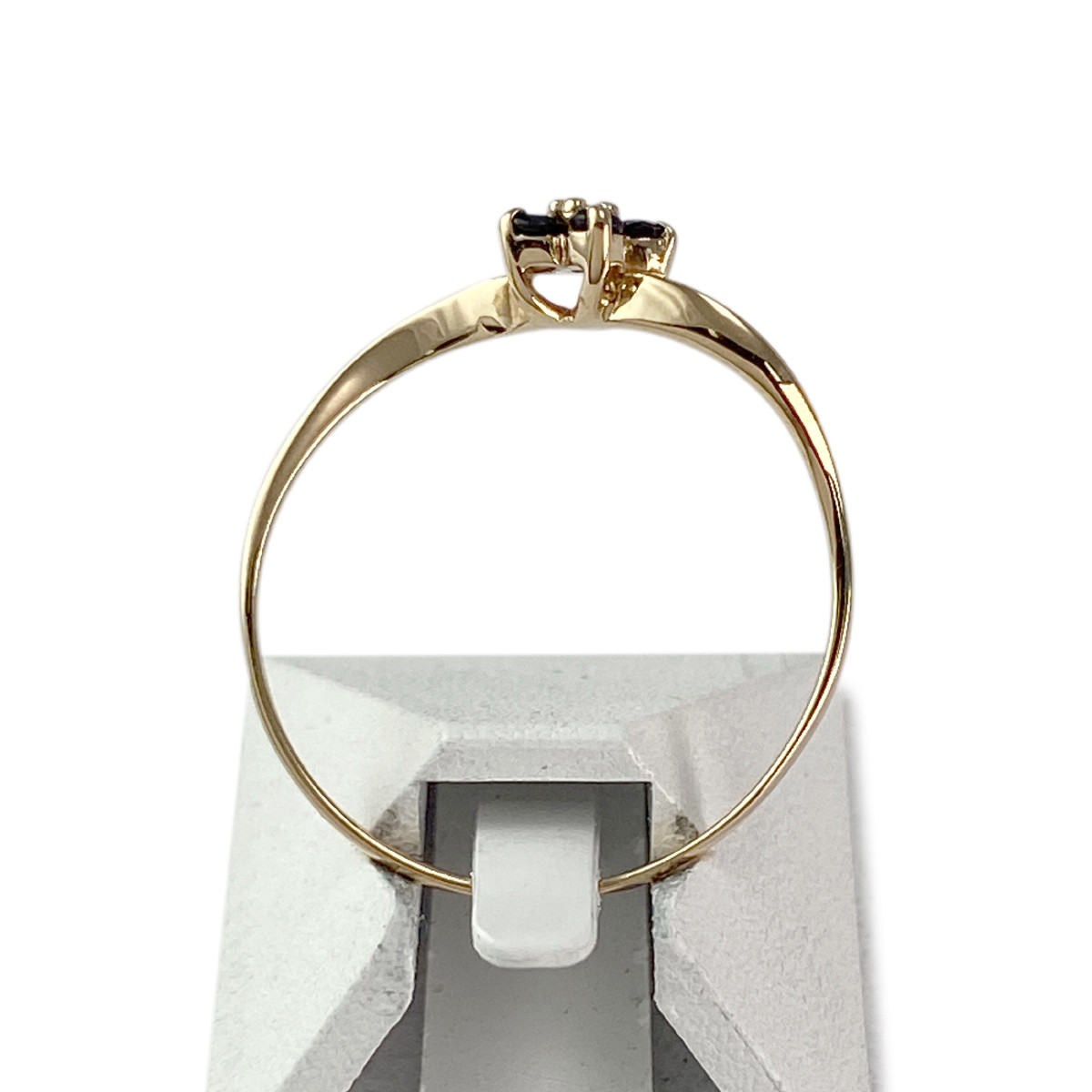 Bague d'occasion or 750 jaune saphirs diamant - vue 3