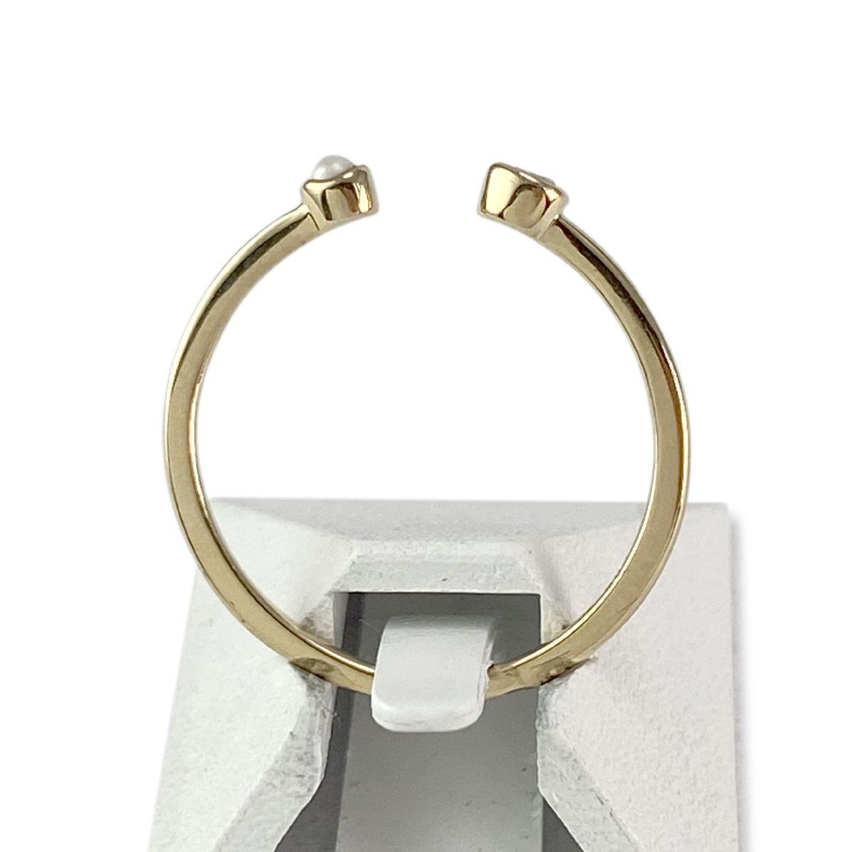 Bague d'occasion or 585 jaune diamant demi perle - vue 3