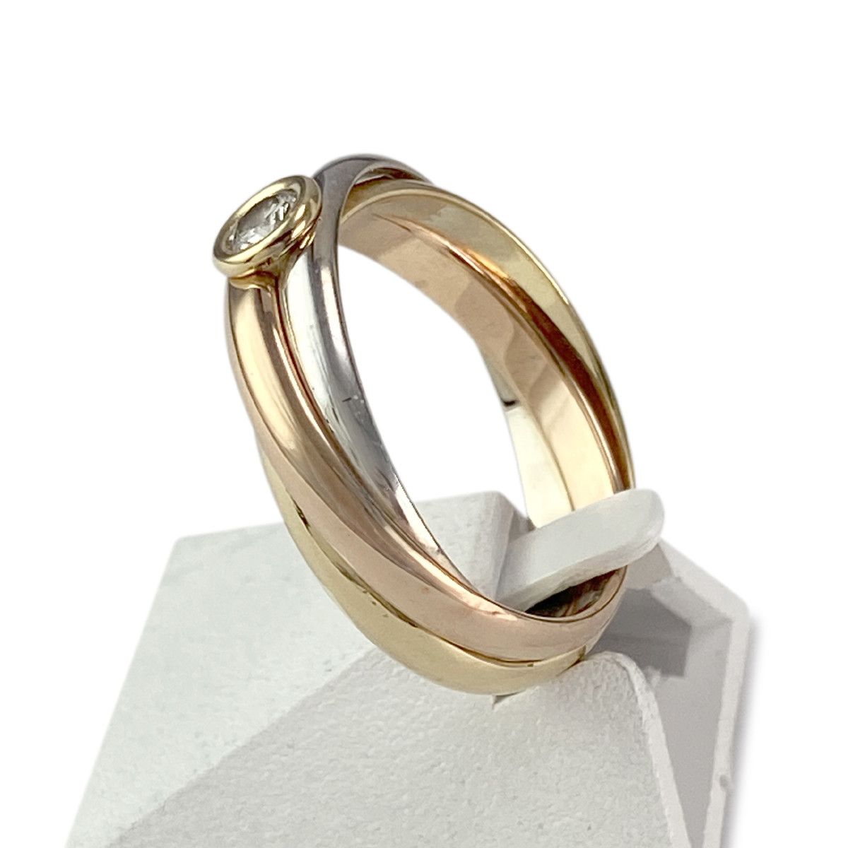 Solitaire d'occasion 3 ors 750 diamant - vue 2