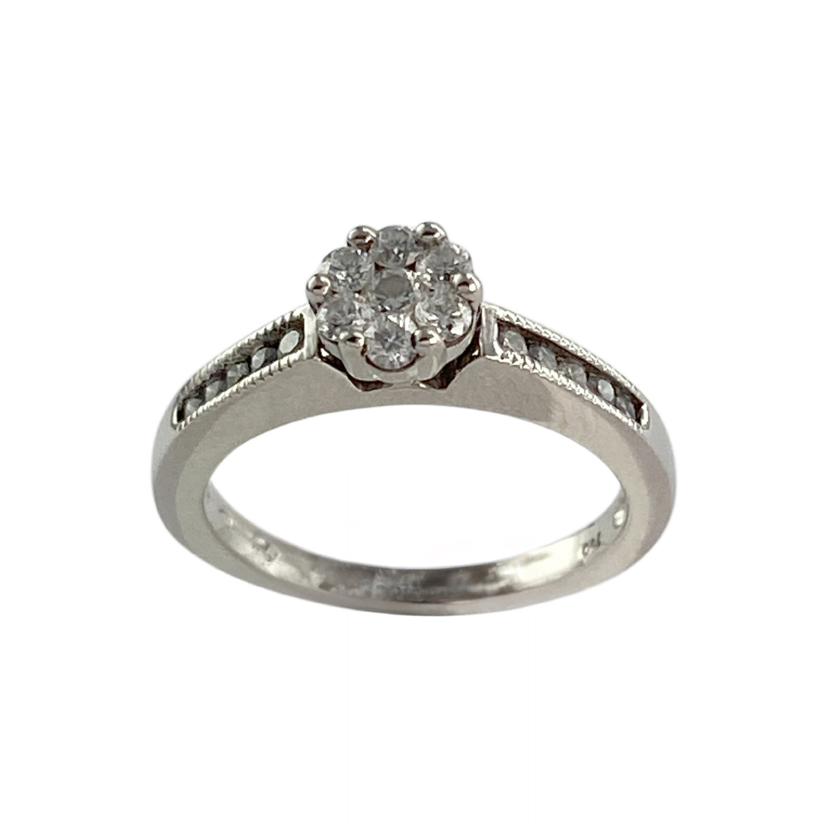 Bague d'occasion or 750 blanc diamants