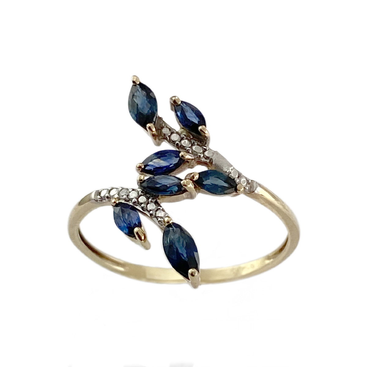 Bague d'occasion or 375 2 tons saphirs diamant