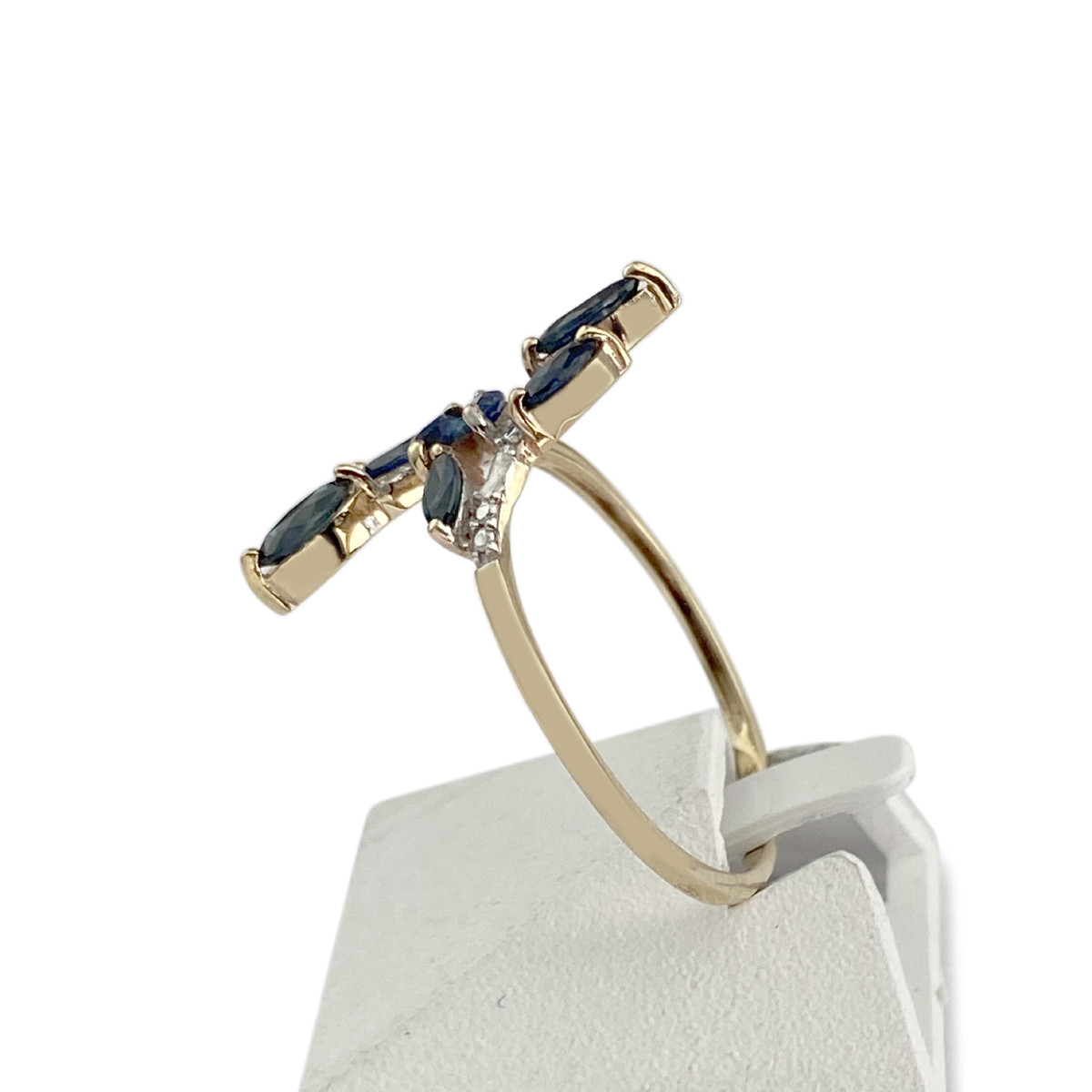 Bague d'occasion or 375 2 tons saphirs diamant - vue 2