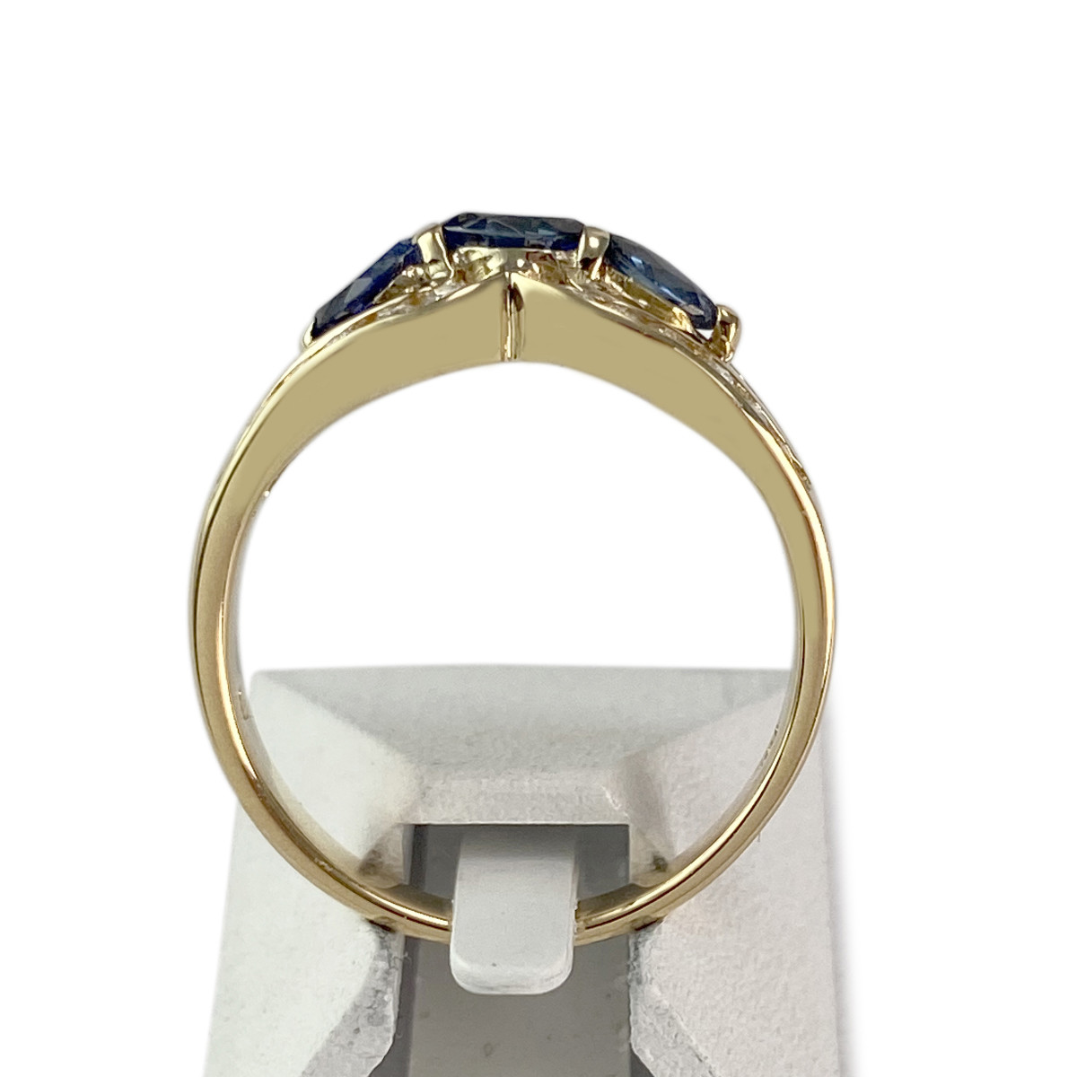 Bague d'occasion or 750 jaune saphirs diamants - vue 3