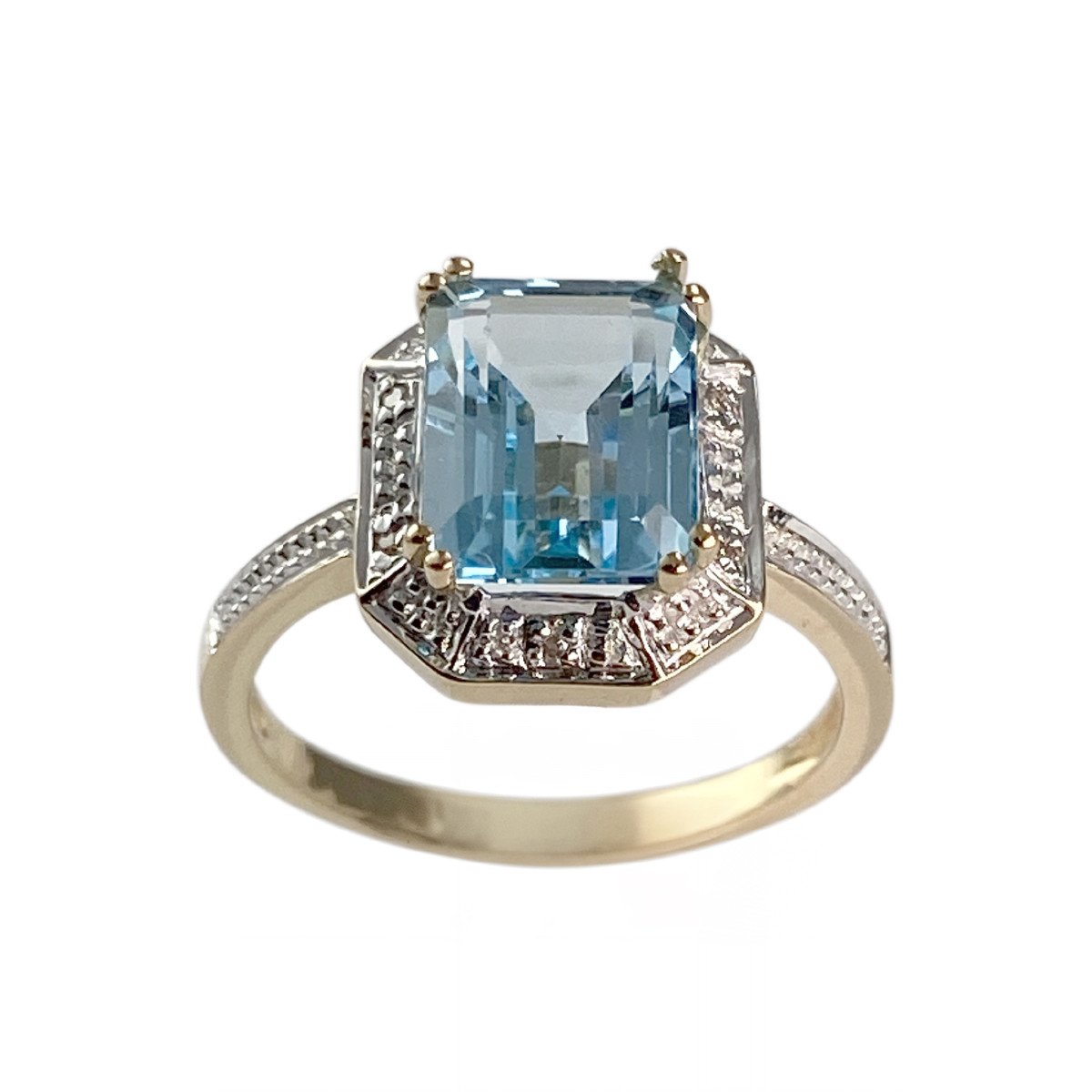Bague d'occasion or 750 2 tons topaze diamants