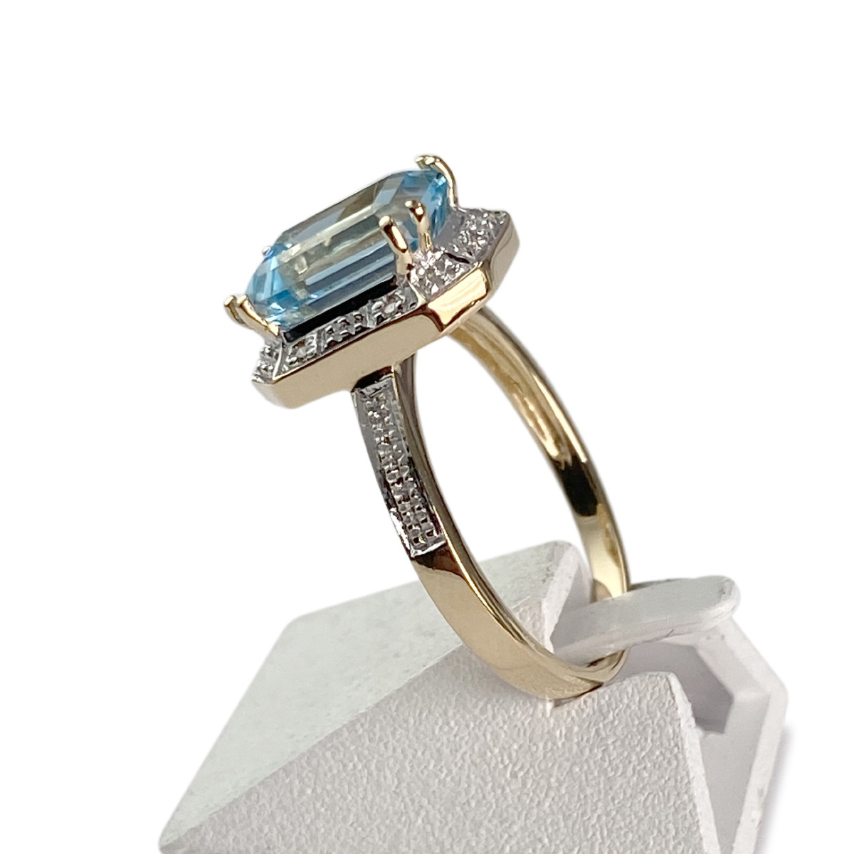 Bague d'occasion or 750 2 tons topaze diamants - vue 2