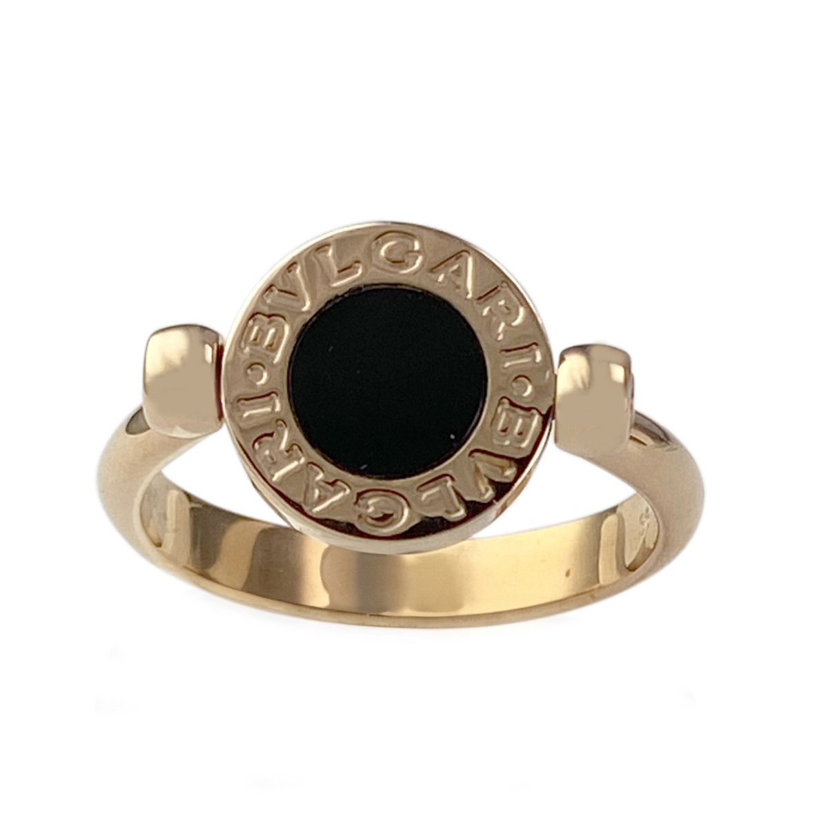 Bague reversible bulgari d'occasion or 750 jaune onyx nacre