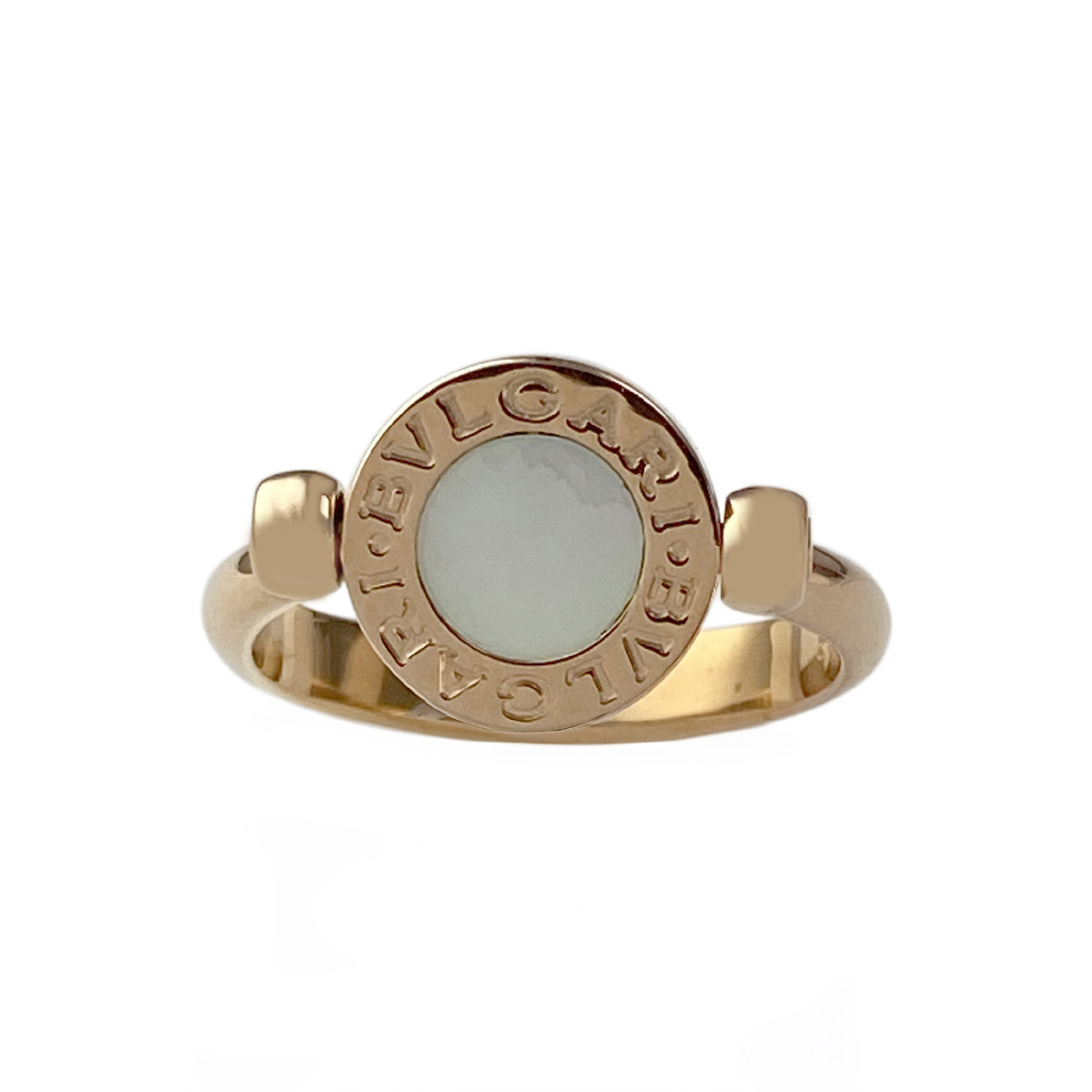 Bague reversible bulgari d'occasion or 750 jaune onyx nacre - vue 2