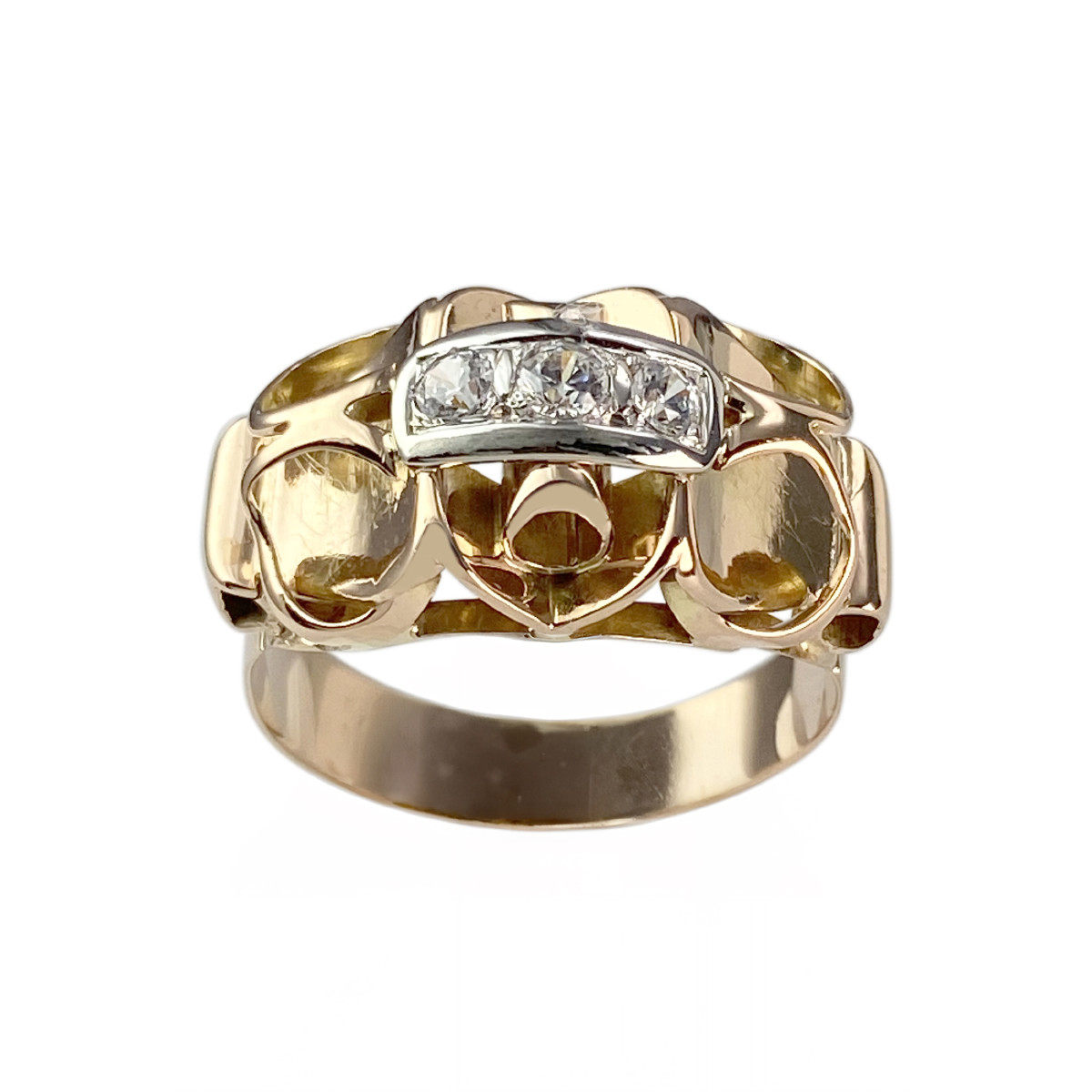 Bague d'occasion 2 ors 750 zirconias