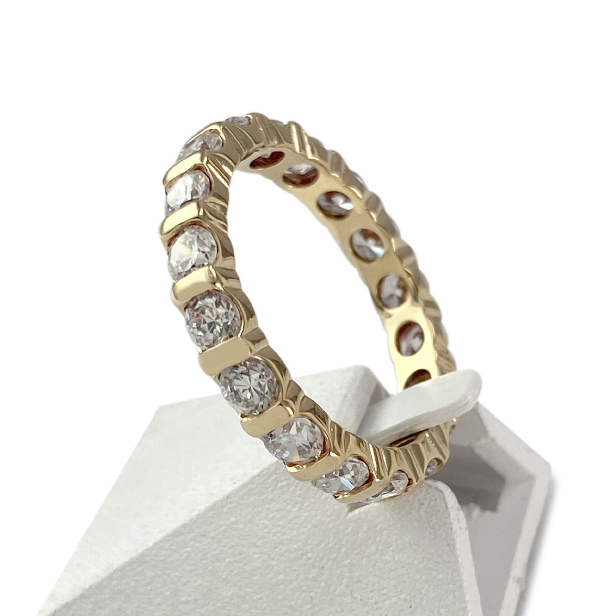 Bague tour complet d'occaison or 750 jaune zirconias - vue 2