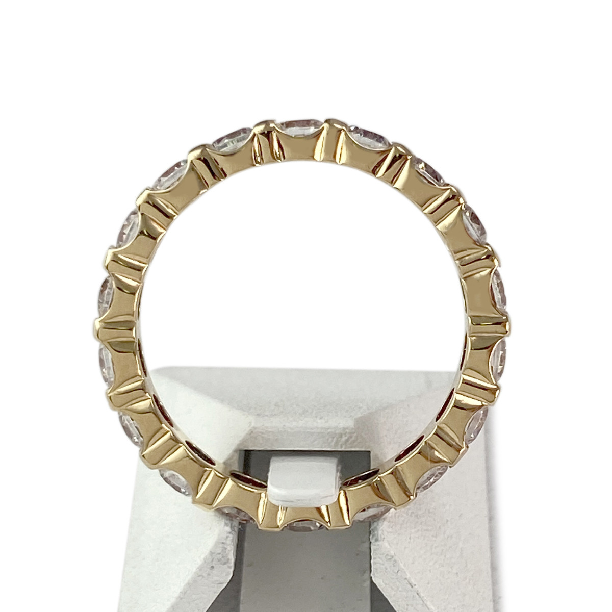 Bague tour complet d'occaison or 750 jaune zirconias - vue 3