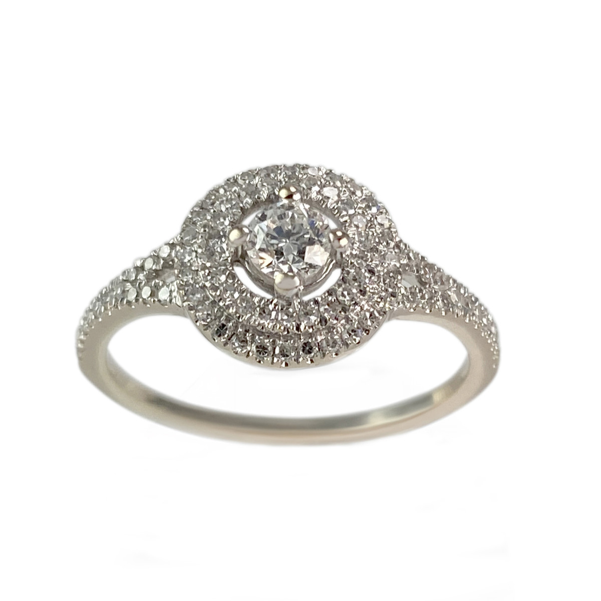 Bague d'occasion or 750 blanc diamants