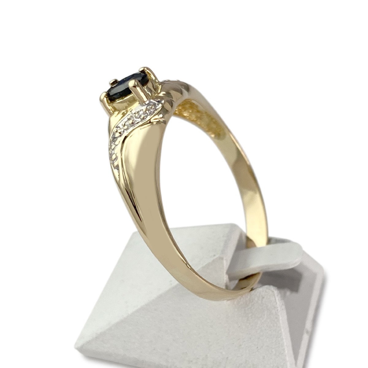 Bague d'occasion or 750 2 tons saphir diamants - vue 2