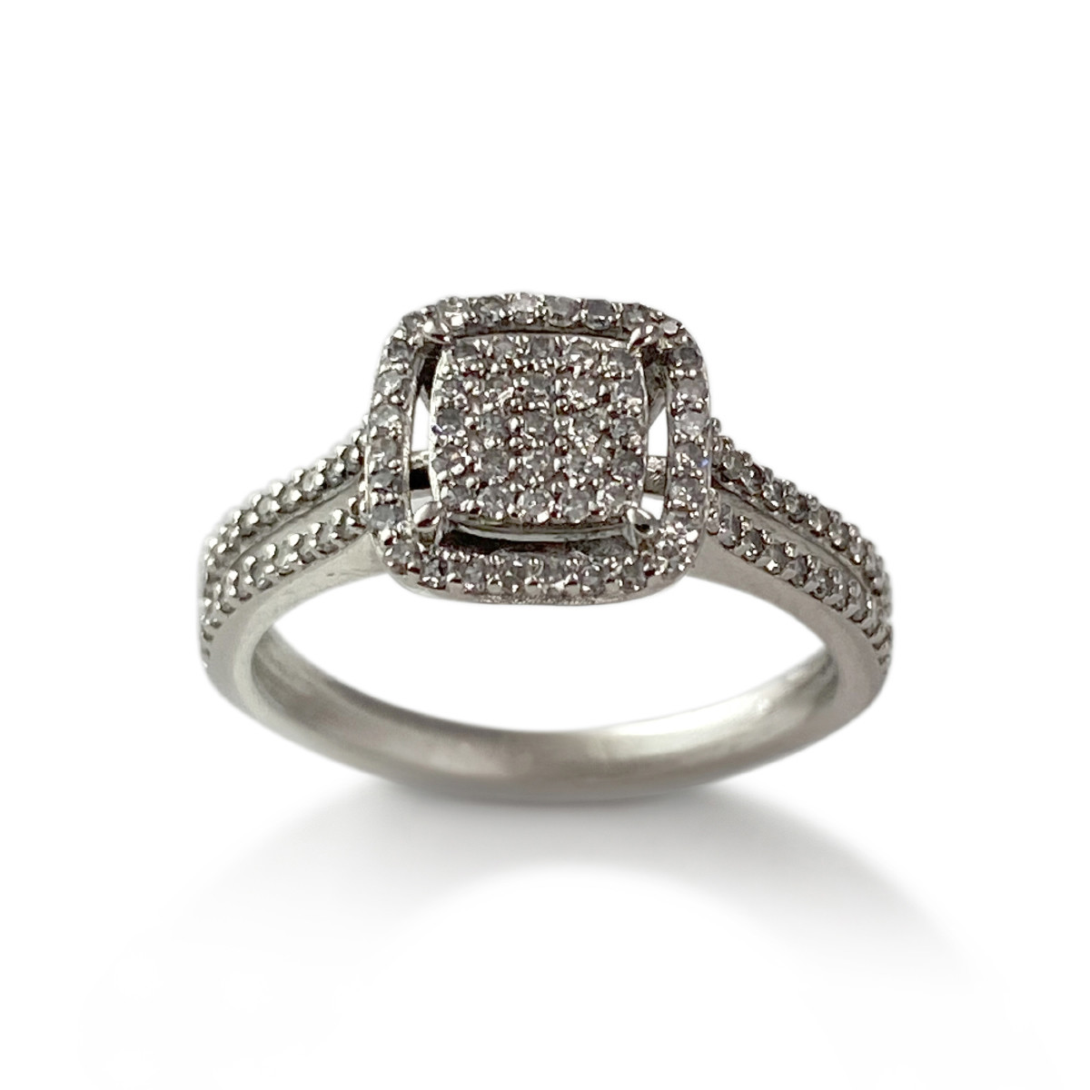 Bague d'occasion or 375 blanc diamants