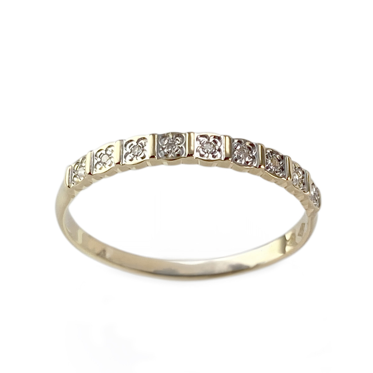 Bague demi tour d'occasion or 750 2 tons diamants
